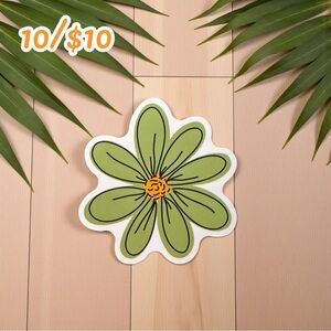 Retro Green Flower Sticker – 2 1/2” Glossy